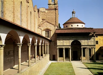 Pohled na křížové chodby a kapli Pazzi, 1429-46